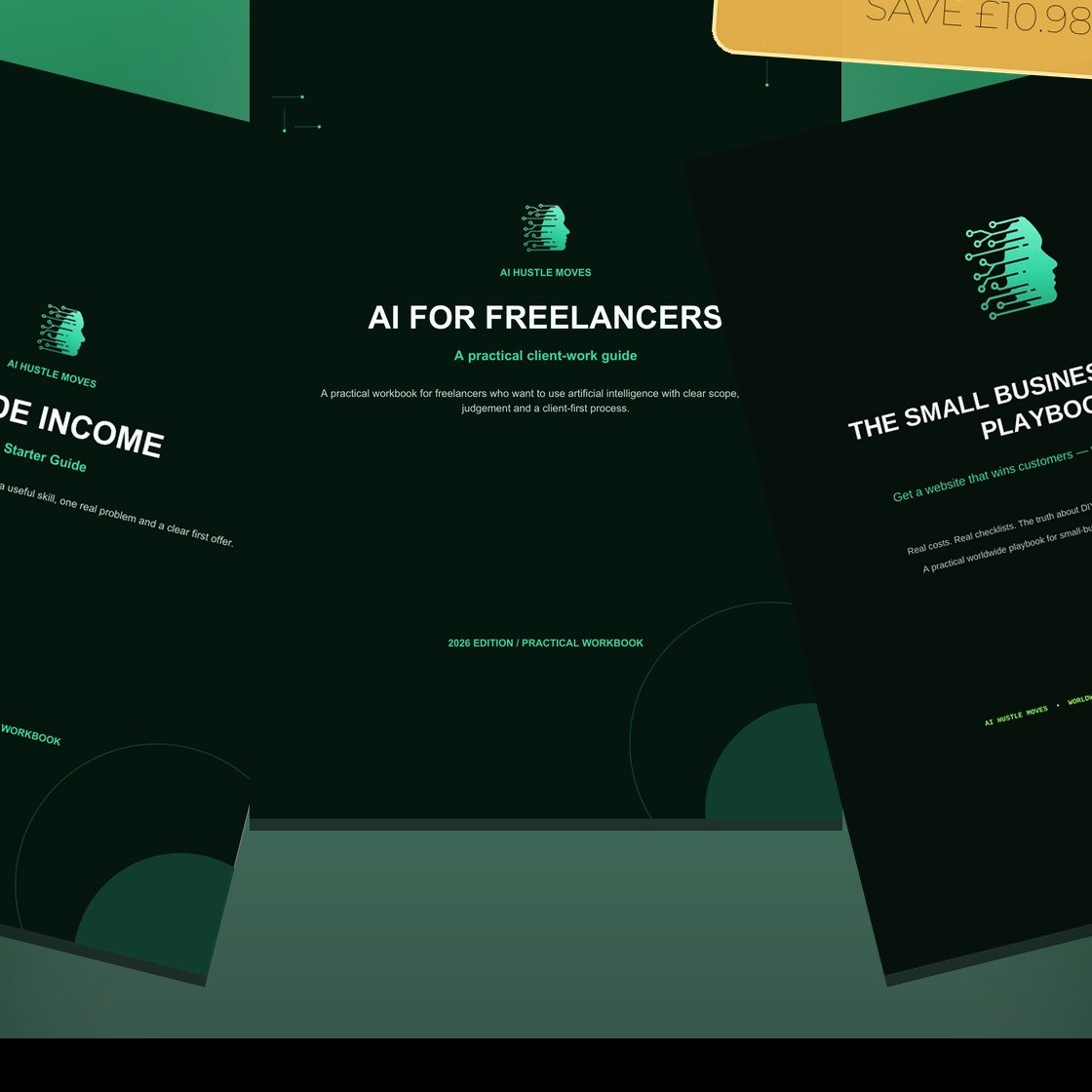 AI Hustle Moves — AI Websites, Call Answering and Automation for UK Trades The AI Money Stack — all three AI Hustle Moves guides in one bundle